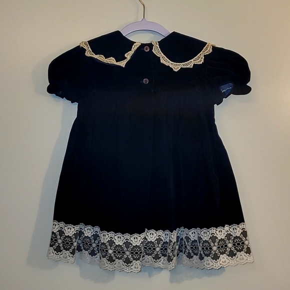 Cutest One Toddler Girls Christmas Holiday Dress dark blue velvet lace LOT G - Picture 5 of 13